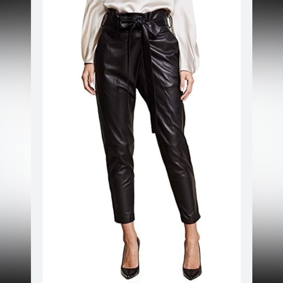 Wilfred Pants - Wilfred Aritzia‎ Black Faux Leather High Tied Pants